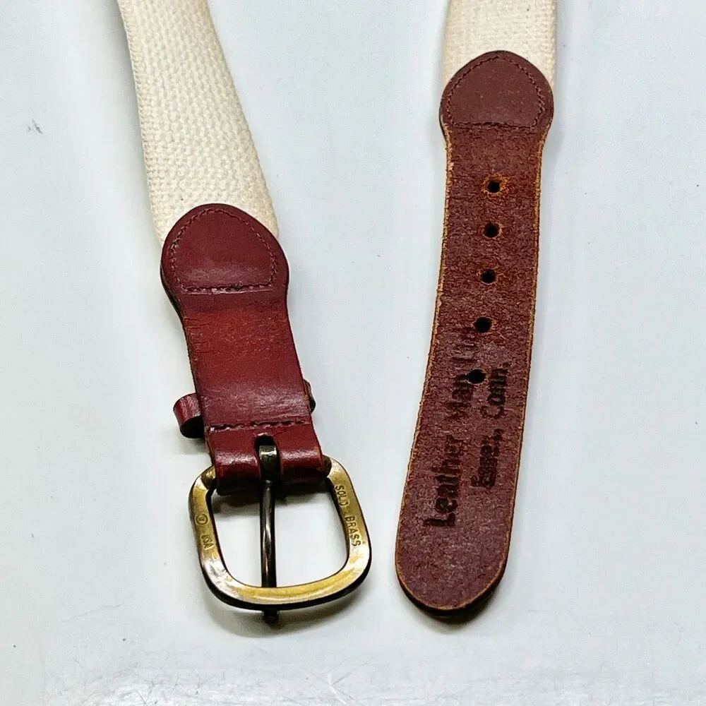 Leather Man Ltd Mens Nautical Flag Ribbon Brown Leather Belt Size 30 XS Brass